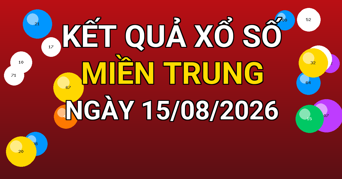Kết quả xổ số Miền Trung ngày 15/08/2026