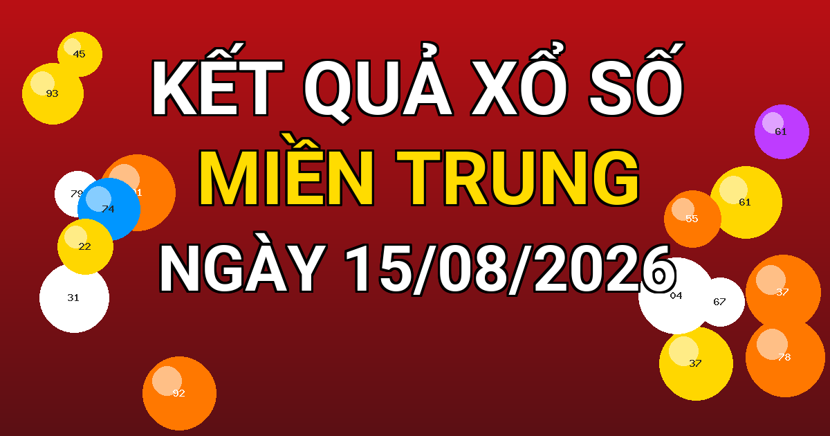 Kết quả xổ số Miền Trung ngày 15/08/2026