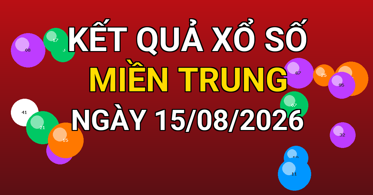 Kết quả xổ số Miền Trung ngày 15/08/2026