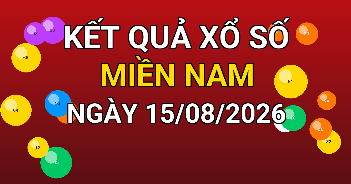Kết quả xổ số Miền Nam ngày 15/08/2026