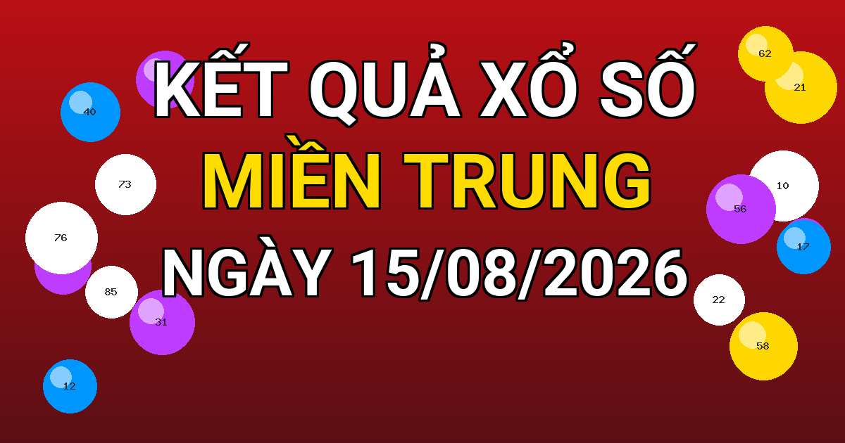 Kết quả xổ số Miền Trung ngày 15/08/2026