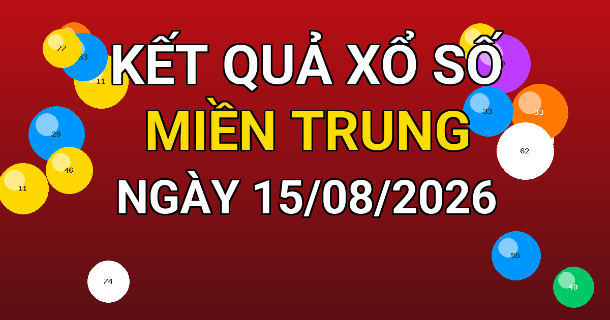 Kết quả xổ số Miền Trung ngày 15/08/2026