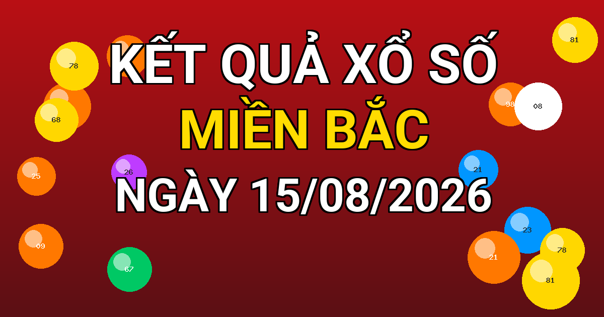 Kết quả xổ số Miền Bắc ngày 15/08/2026