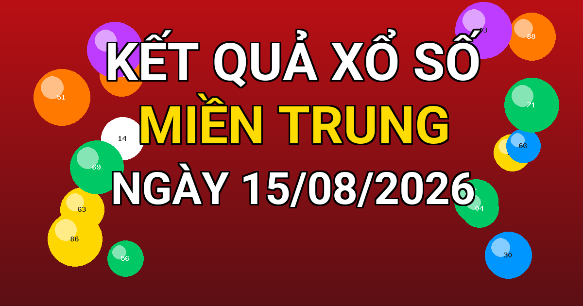 Kết quả xổ số Miền Trung ngày 15/08/2026