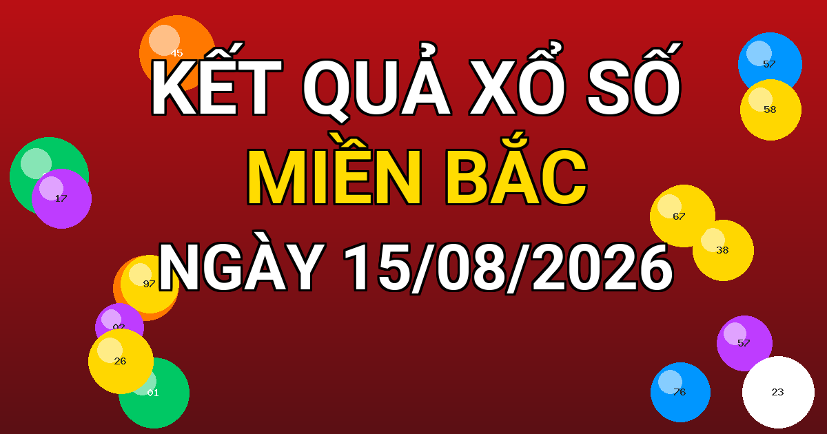 Kết quả xổ số Miền Bắc ngày 15/08/2026