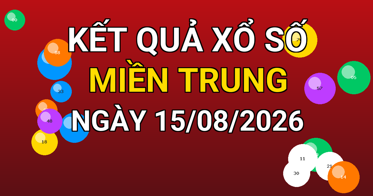 Kết quả xổ số Miền Trung ngày 15/08/2026