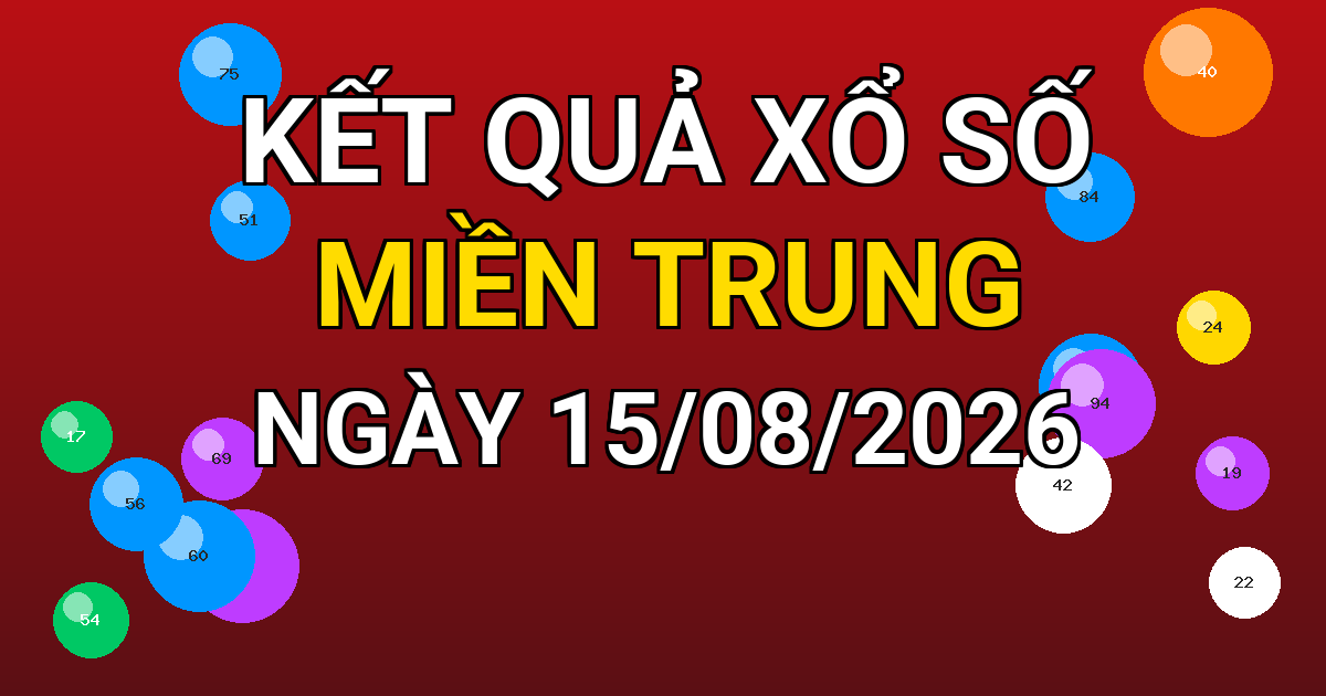 Kết quả xổ số Miền Trung ngày 15/08/2026