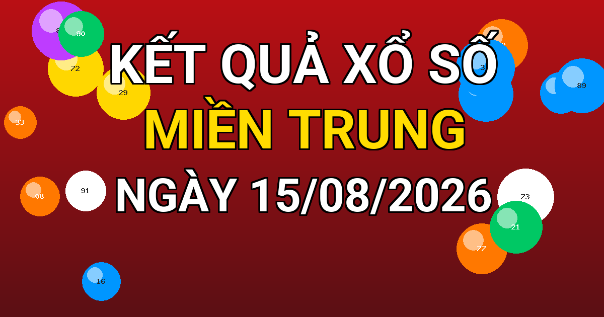 Kết quả xổ số Miền Trung ngày 15/08/2026