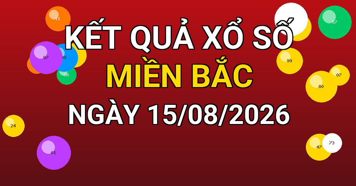 Kết quả xổ số Miền Bắc ngày 15/08/2026