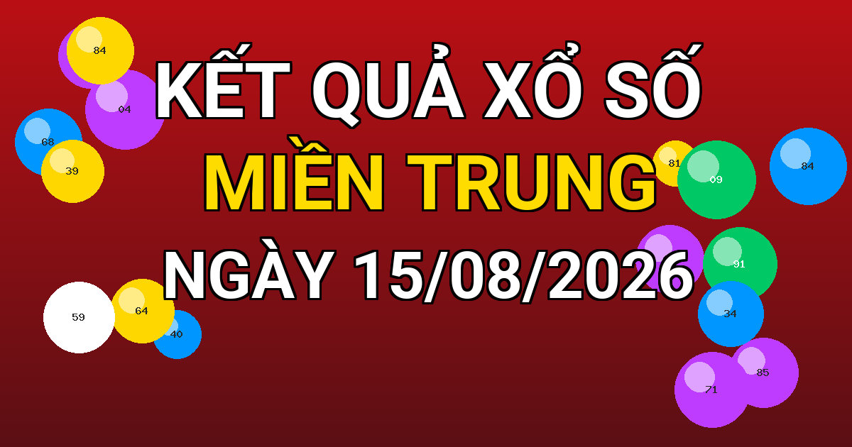Kết quả xổ số Miền Trung ngày 15/08/2026