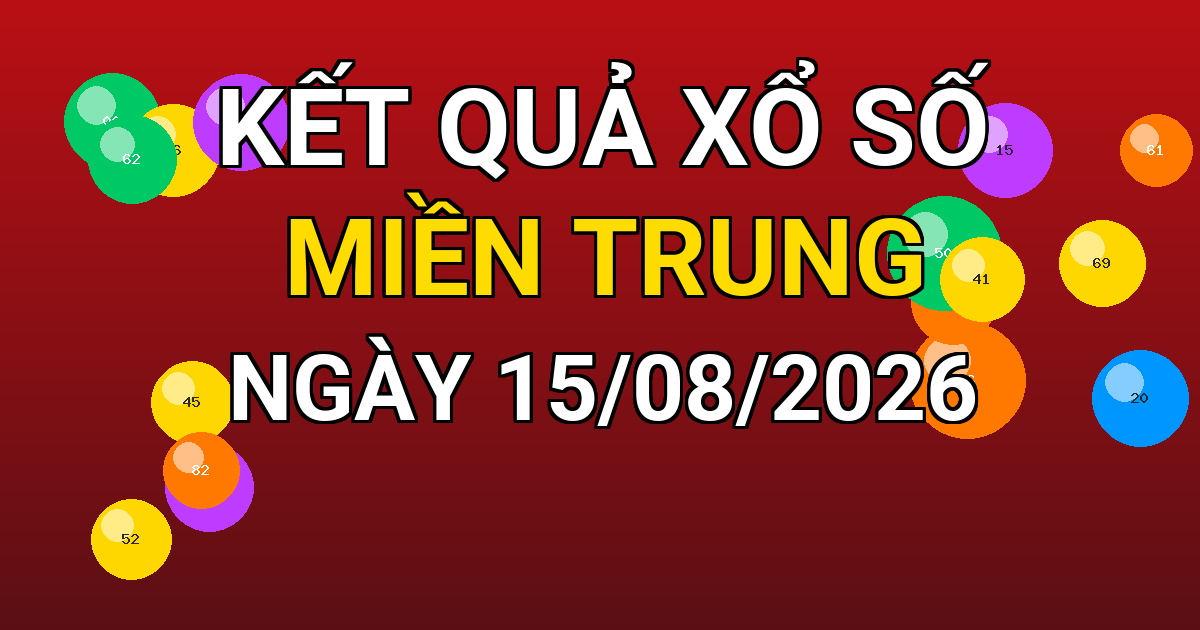 Kết quả xổ số Miền Trung ngày 15/08/2026