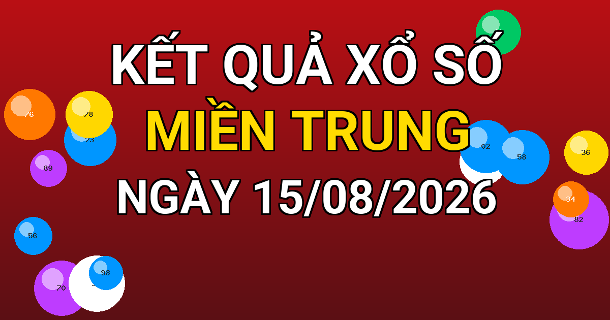 Kết quả xổ số Miền Trung ngày 15/08/2026