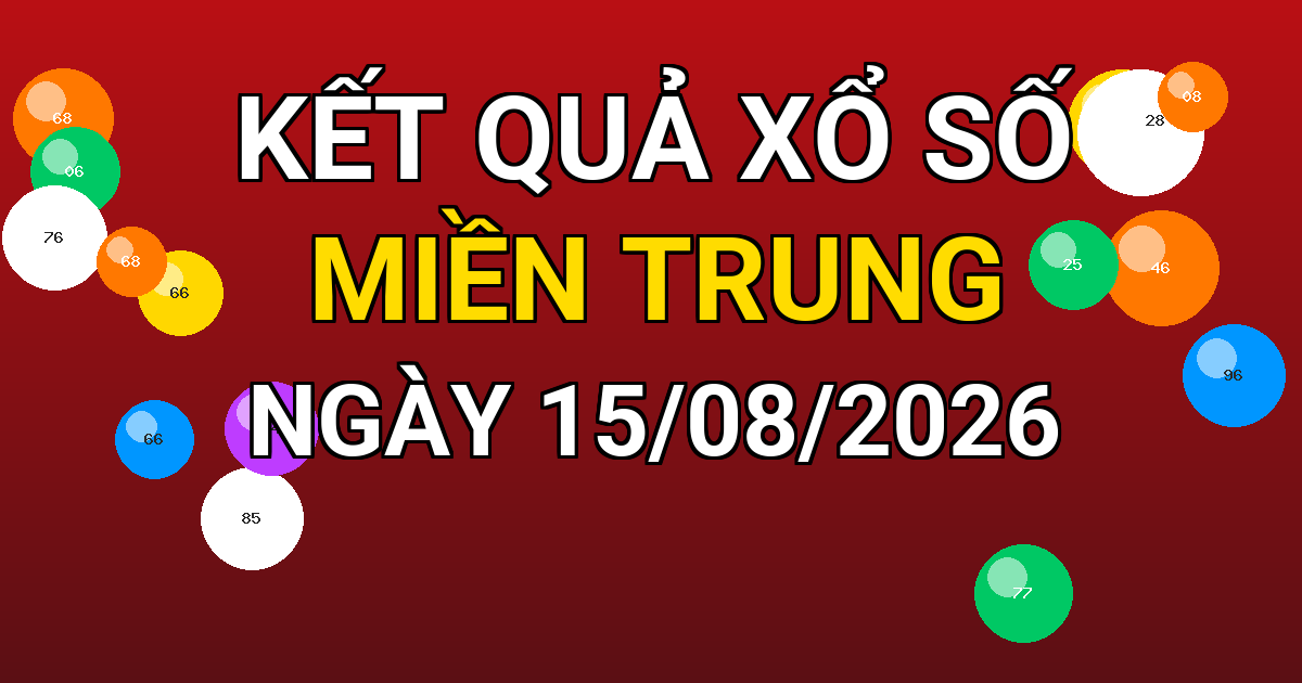Kết quả xổ số Miền Trung ngày 15/08/2026