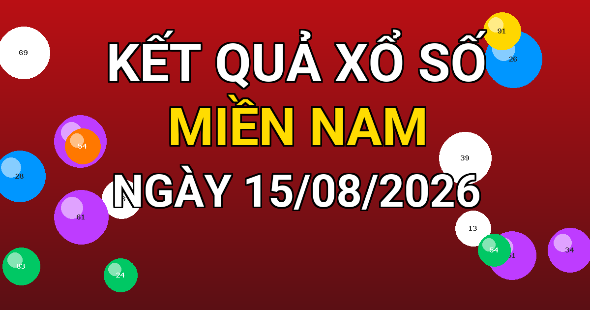 Kết quả xổ số Miền Nam ngày 15/08/2026