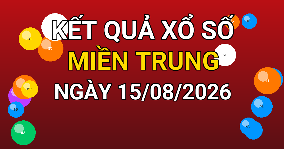 Kết quả xổ số Miền Trung ngày 15/08/2026
