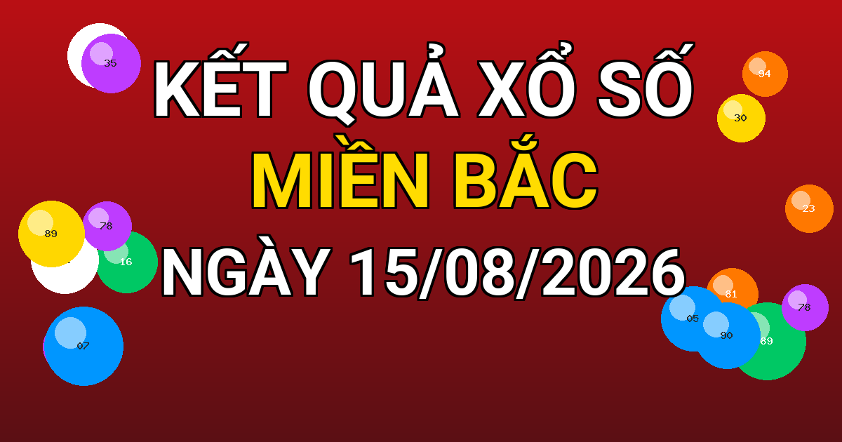 Kết quả xổ số Miền Bắc ngày 15/08/2026