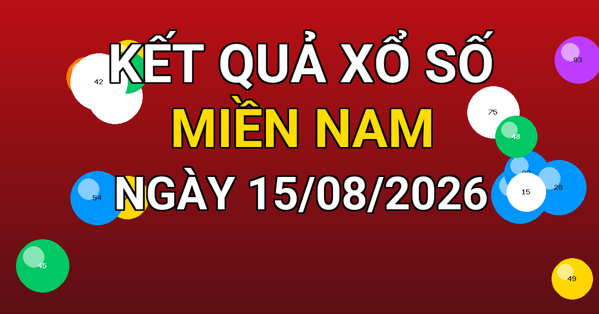 Kết quả xổ số Miền Nam ngày 15/08/2026