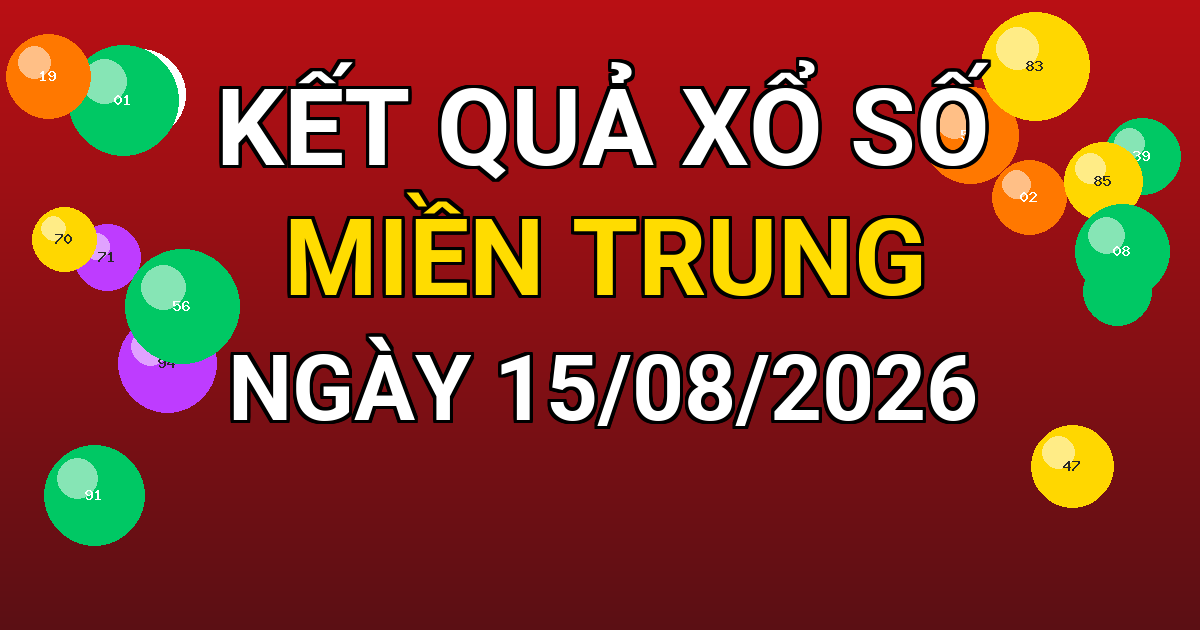 Kết quả xổ số Miền Trung ngày 15/08/2026