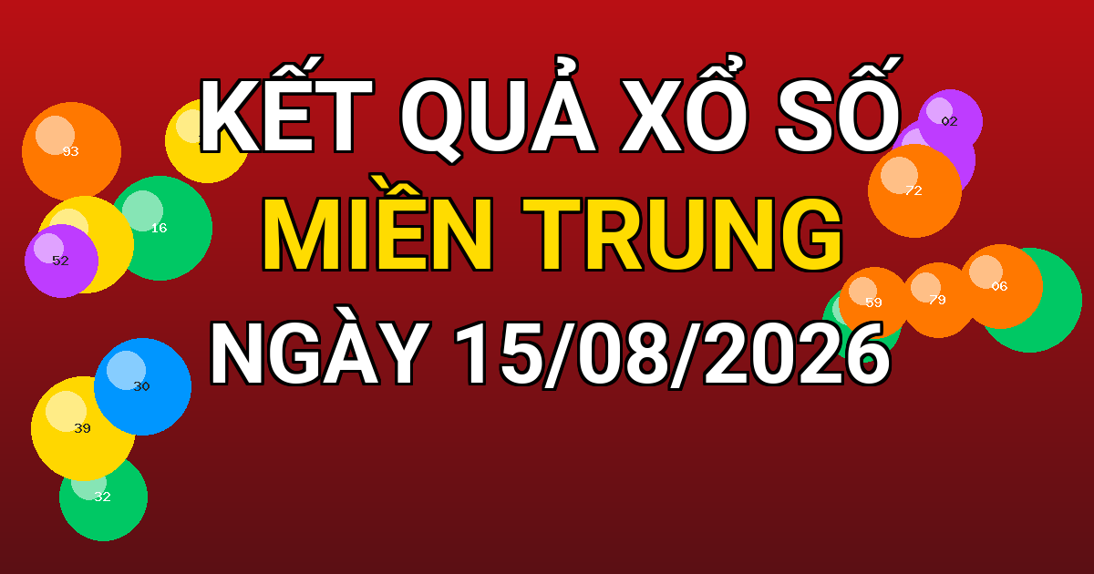 Kết quả xổ số Miền Trung ngày 15/08/2026