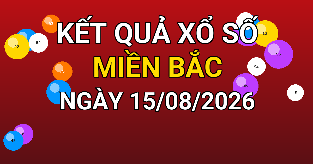 Kết quả xổ số Miền Bắc ngày 15/08/2026