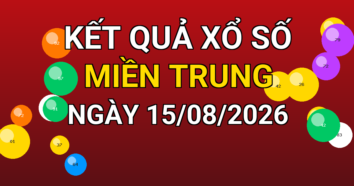 Kết quả xổ số Miền Trung ngày 15/08/2026