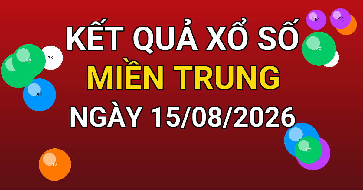 Kết quả xổ số Miền Trung ngày 15/08/2026