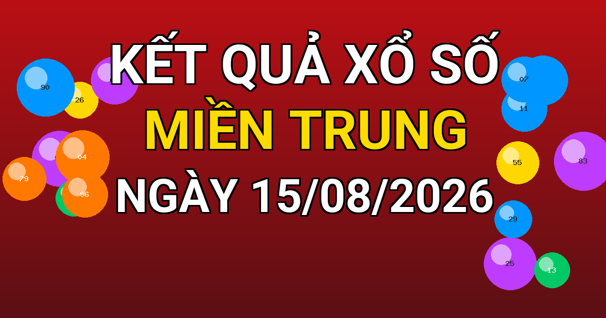 Kết quả xổ số Miền Trung ngày 15/08/2026
