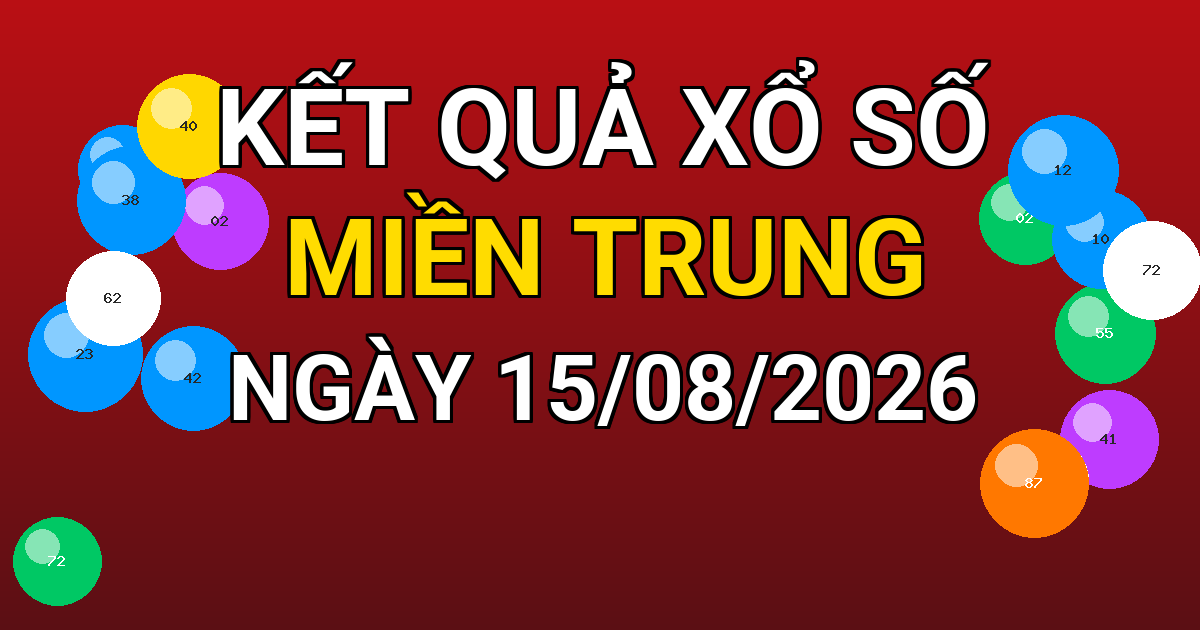 Kết quả xổ số Miền Trung ngày 15/08/2026