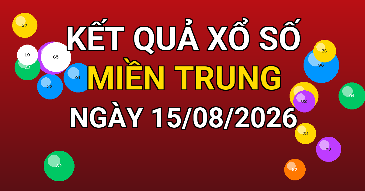 Kết quả xổ số Miền Trung ngày 15/08/2026