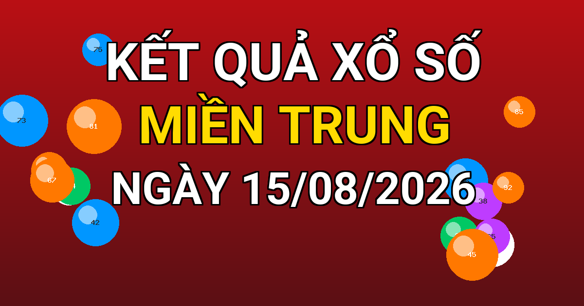Kết quả xổ số Miền Trung ngày 15/08/2026