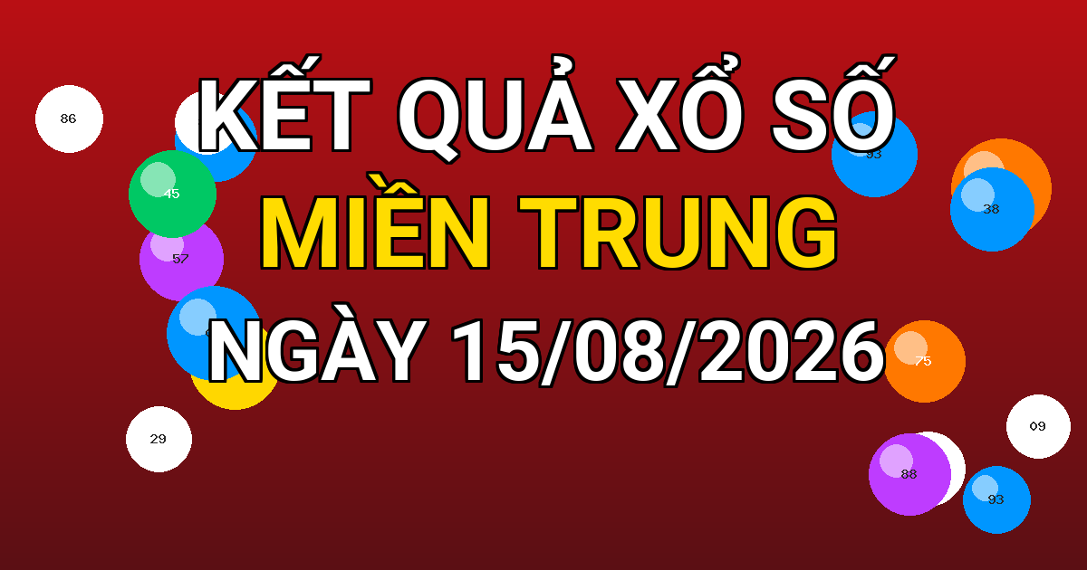 Kết quả xổ số Miền Trung ngày 15/08/2026