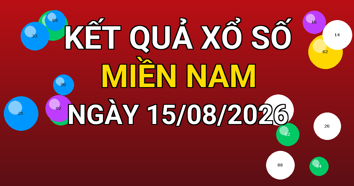 Kết quả xổ số Miền Nam ngày 15/08/2026