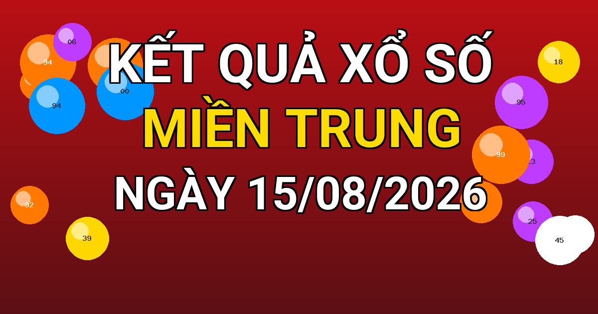 Kết quả xổ số Miền Trung ngày 15/08/2026