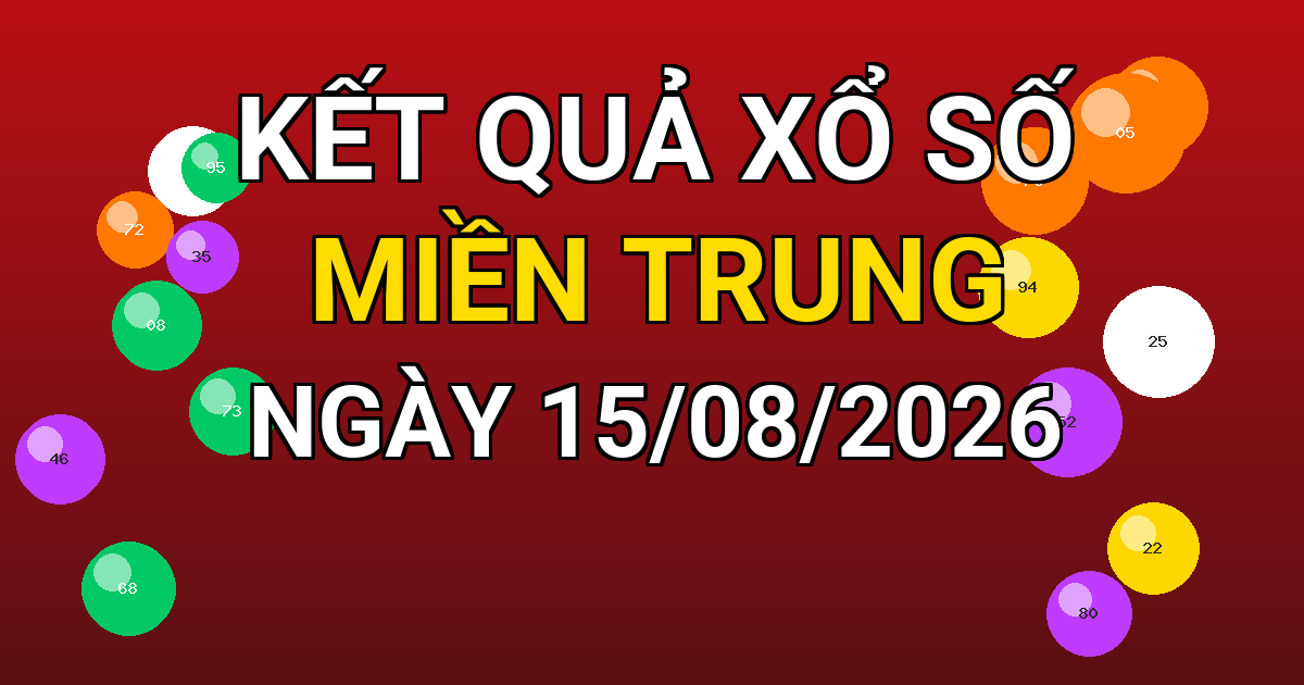 Kết quả xổ số Miền Trung ngày 15/08/2026