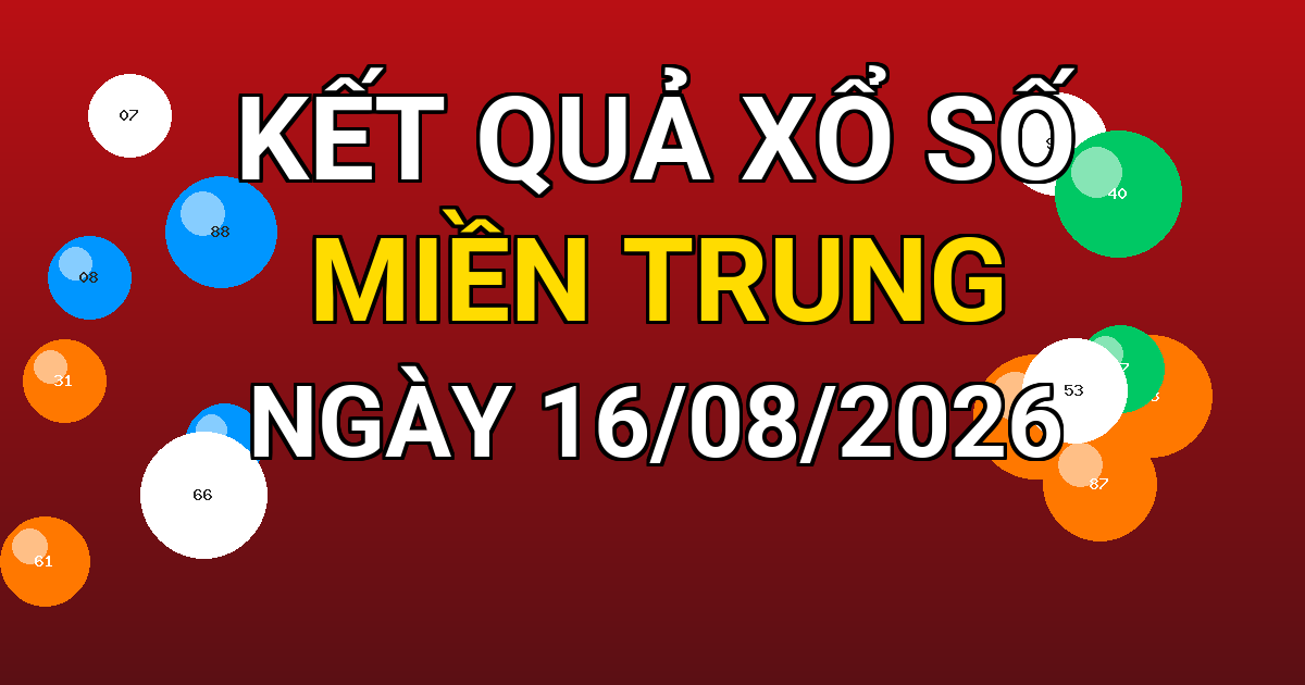 Kết quả xổ số Miền Trung ngày 16/08/2026