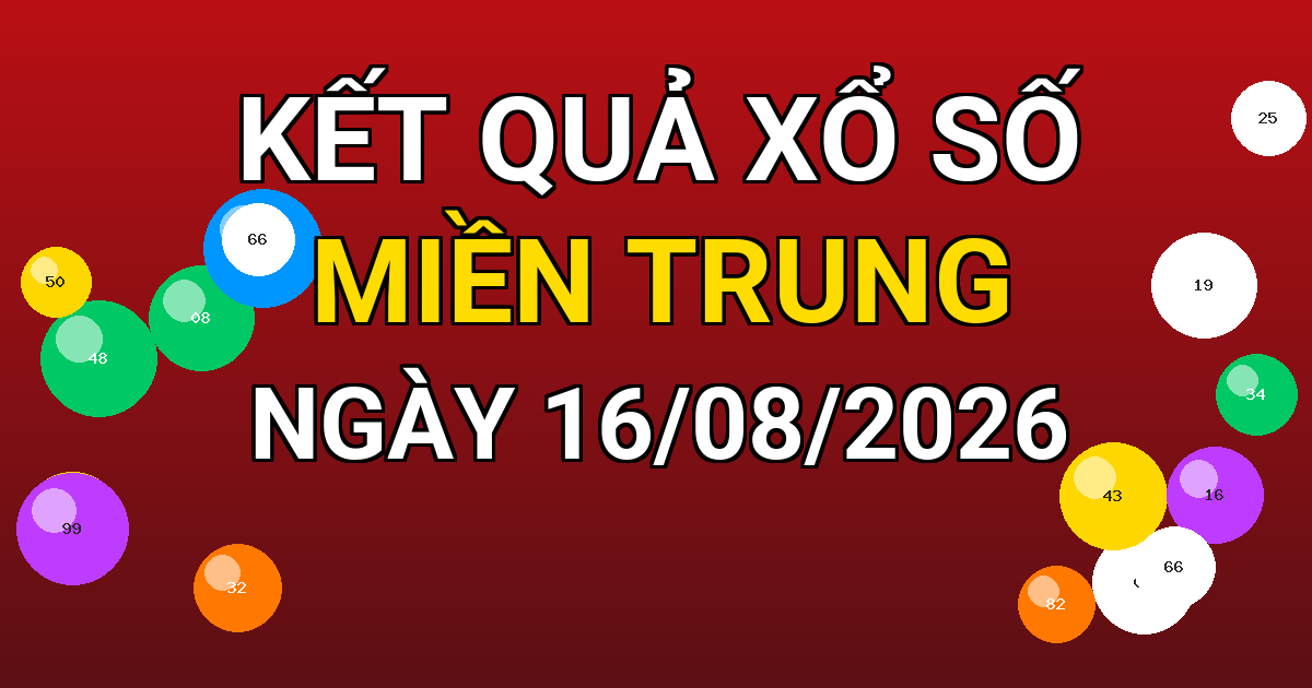 Kết quả xổ số Miền Trung ngày 16/08/2026