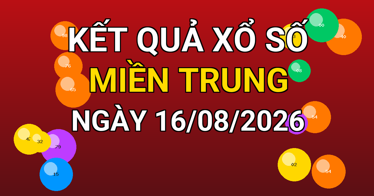Kết quả xổ số Miền Trung ngày 16/08/2026