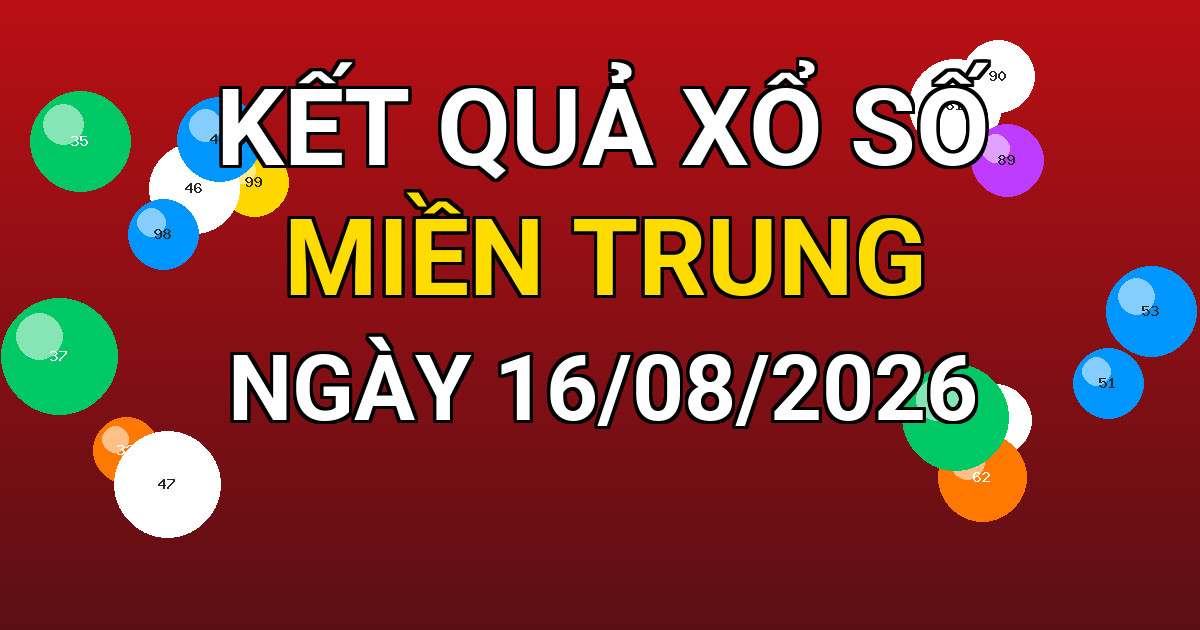Kết quả xổ số Miền Trung ngày 16/08/2026
