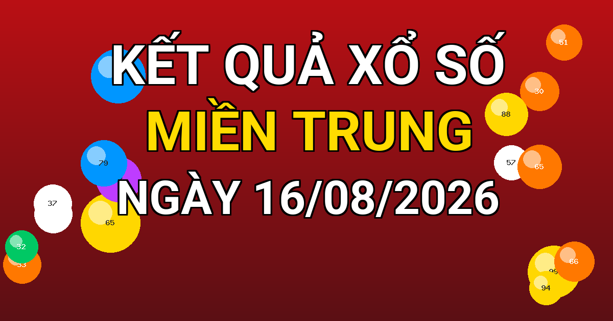 Kết quả xổ số Miền Trung ngày 16/08/2026