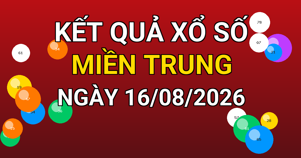 Kết quả xổ số Miền Trung ngày 16/08/2026