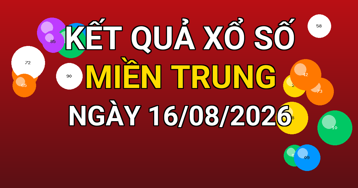 Kết quả xổ số Miền Trung ngày 16/08/2026