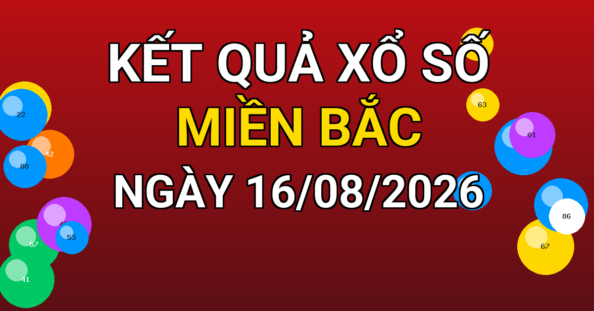 Kết quả xổ số Miền Bắc ngày 16/08/2026