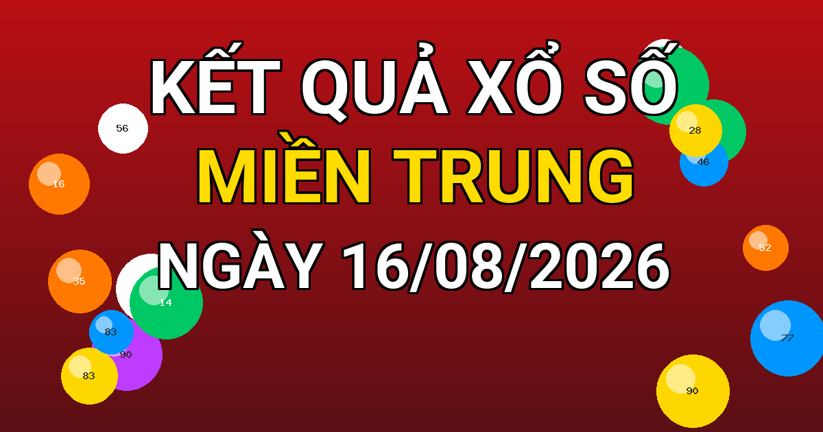 Kết quả xổ số Miền Trung ngày 16/08/2026
