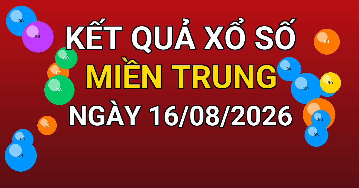 Kết quả xổ số Miền Trung ngày 16/08/2026