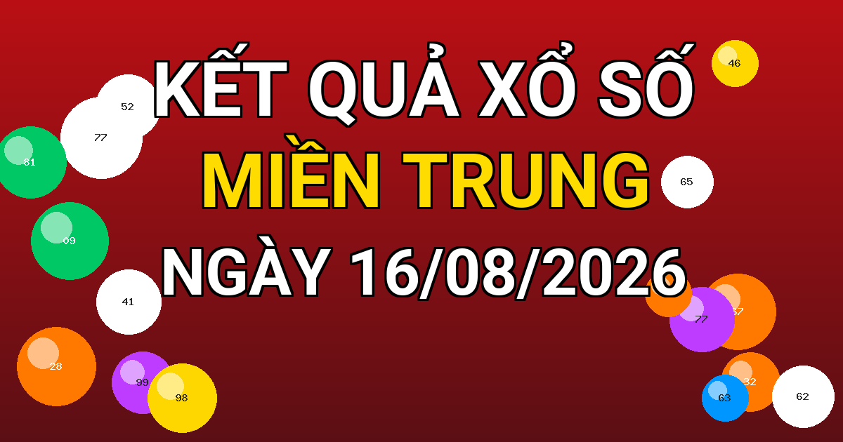 Kết quả xổ số Miền Trung ngày 16/08/2026