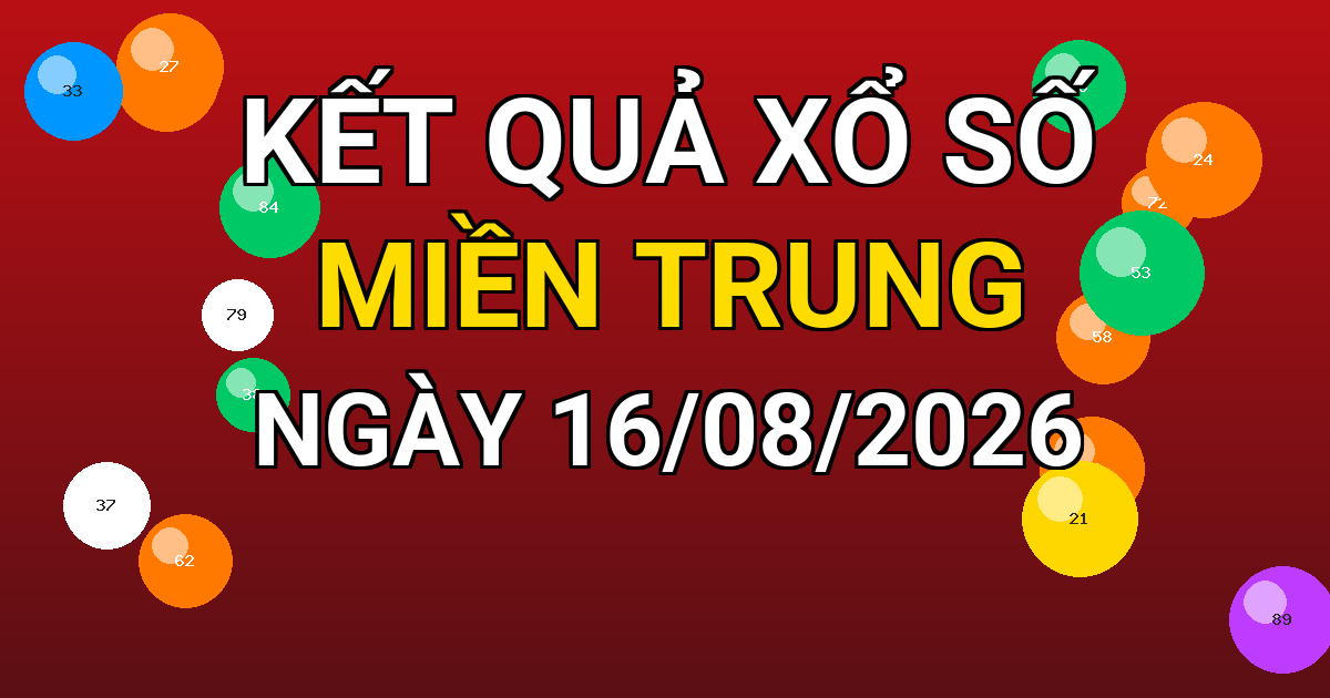 Kết quả xổ số Miền Trung ngày 16/08/2026