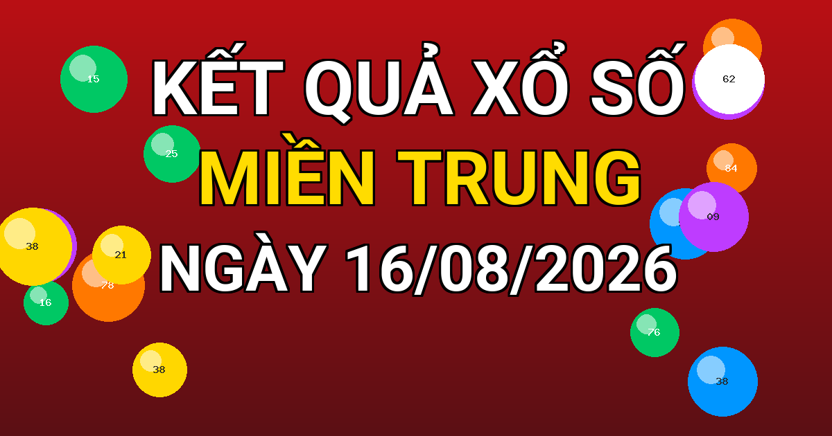 Kết quả xổ số Miền Trung ngày 16/08/2026