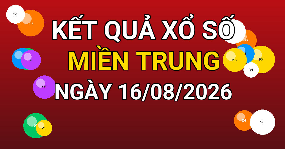 Kết quả xổ số Miền Trung ngày 16/08/2026
