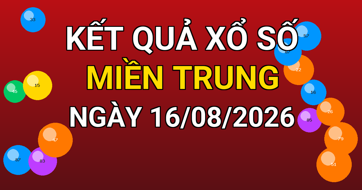 Kết quả xổ số Miền Trung ngày 16/08/2026