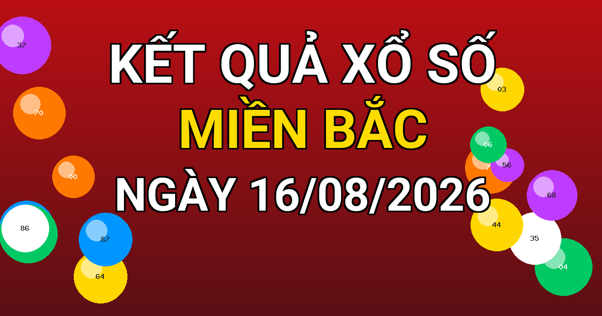 Kết quả xổ số Miền Bắc ngày 16/08/2026